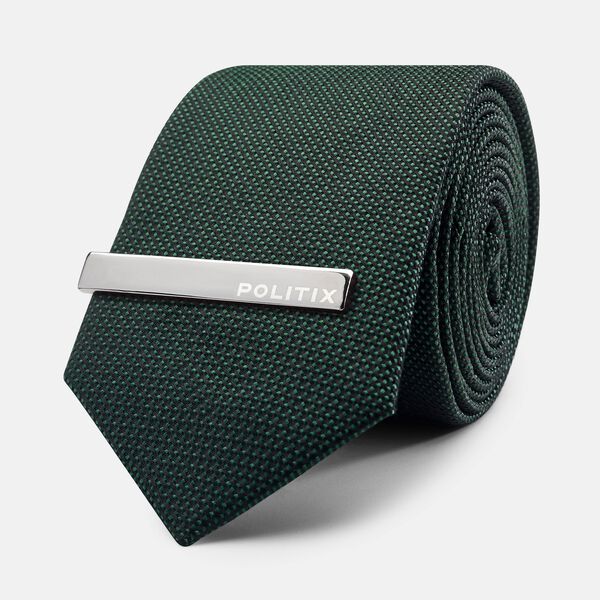 Dark Green Two Toned Textured Silk Tie